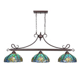 COTOSS Tiffany Pool Table Lights 3-Light Hanging Chandelier Light Fixture Victorian Pendant Lighting Decor for Dining Room Kitchen Island Gameroom Bars